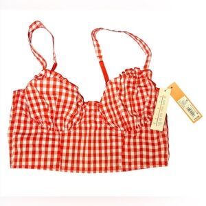 ❤️ NWT Colsie Red Gingham Crop Top – Size M
